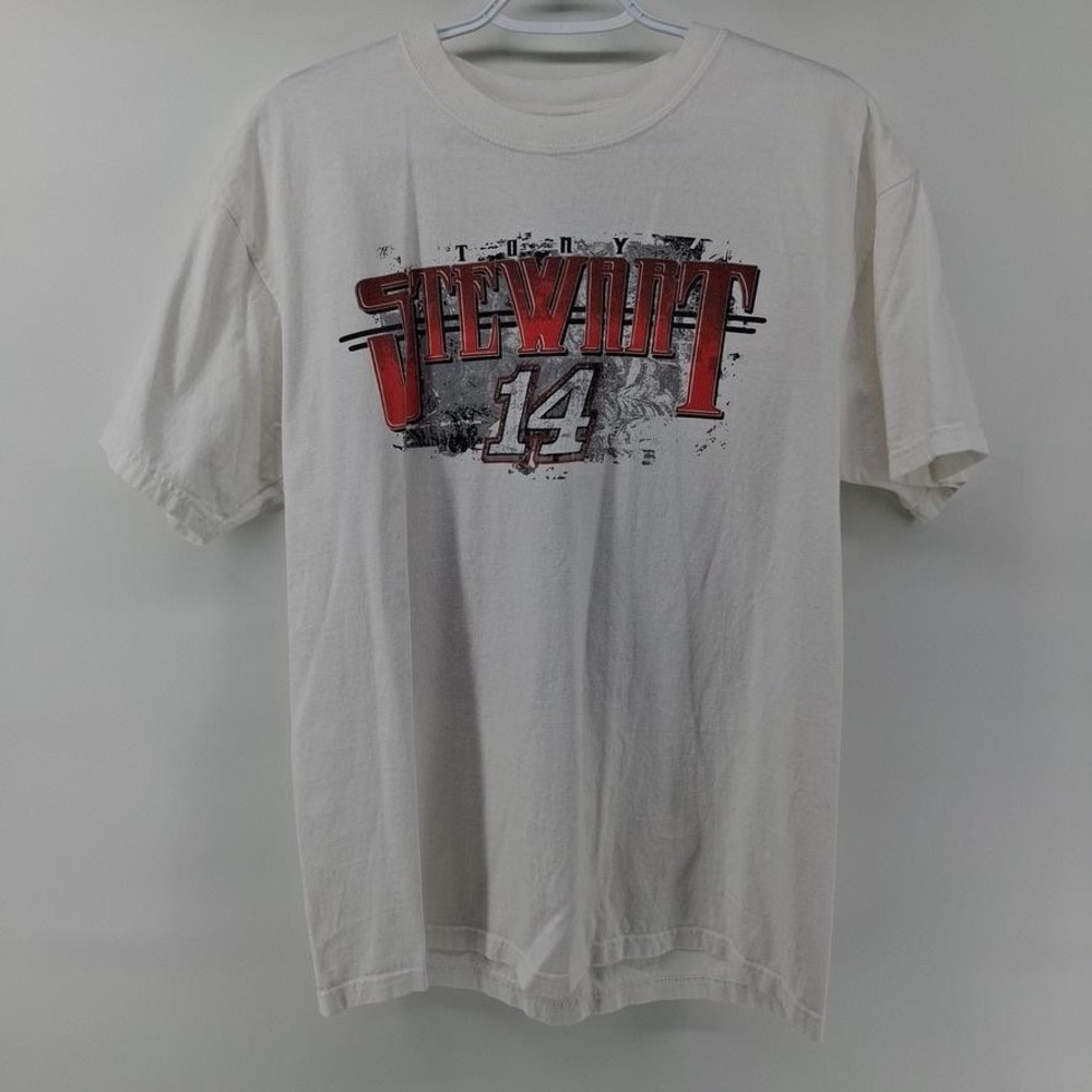 Tony Stewart NASCAR Shirt Mens Large White Racing Old Spice 14 Chase Authentics